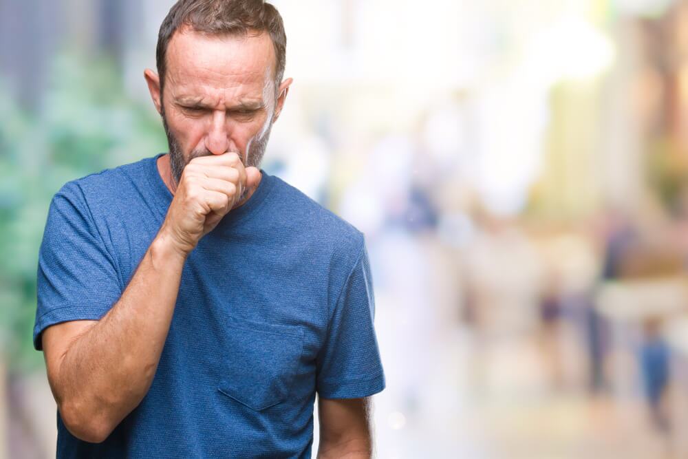 A cough is a typical symptom of the inflammation of the lining of the lungs