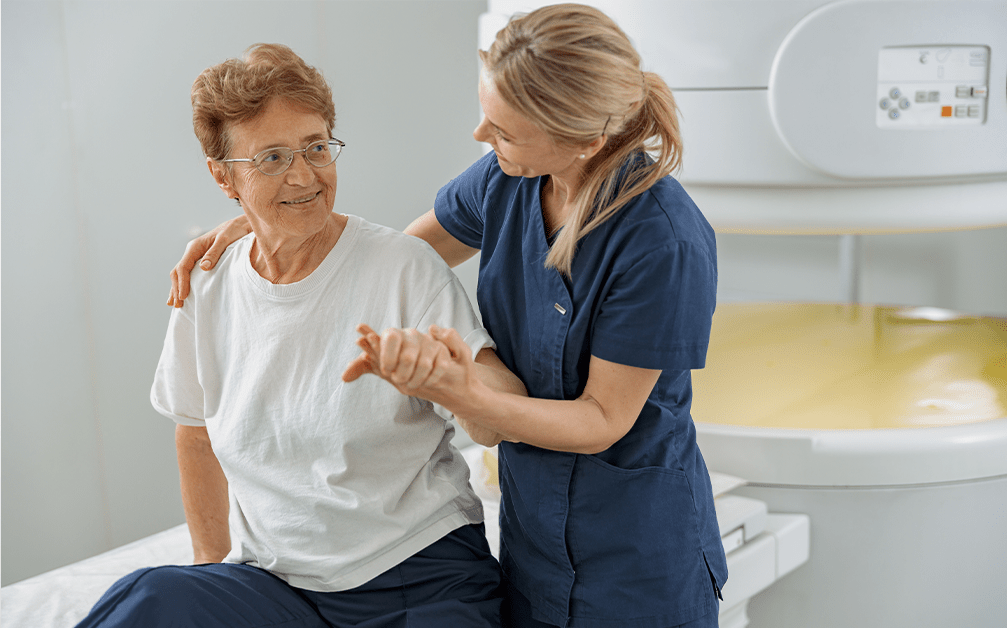 An older man has an appointment with a doctor
